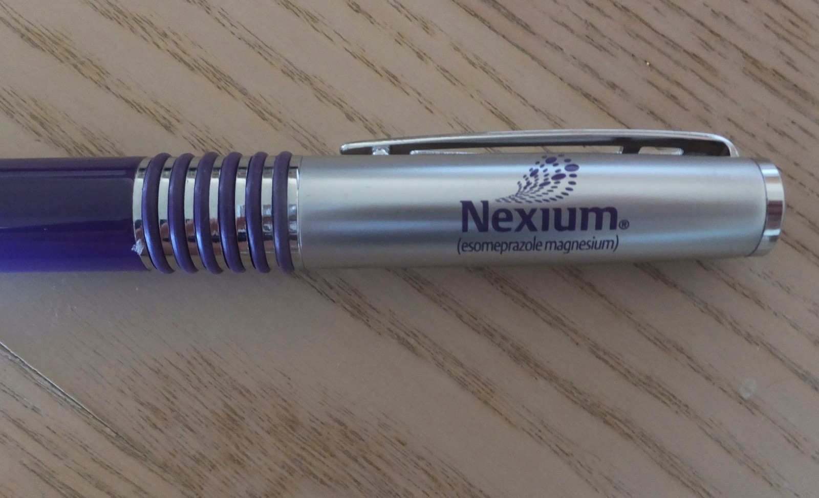 Nexium Pen, Pharmaceutical Drug Rep Item, Heavy Metal Collectible, Purple/Silver