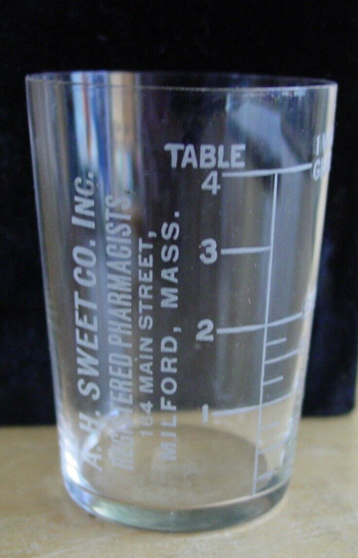 Vintage Pre-Pro ‘A.H. Sweet Pharmacists’ Etched Thin Wall Shot Glass Measure