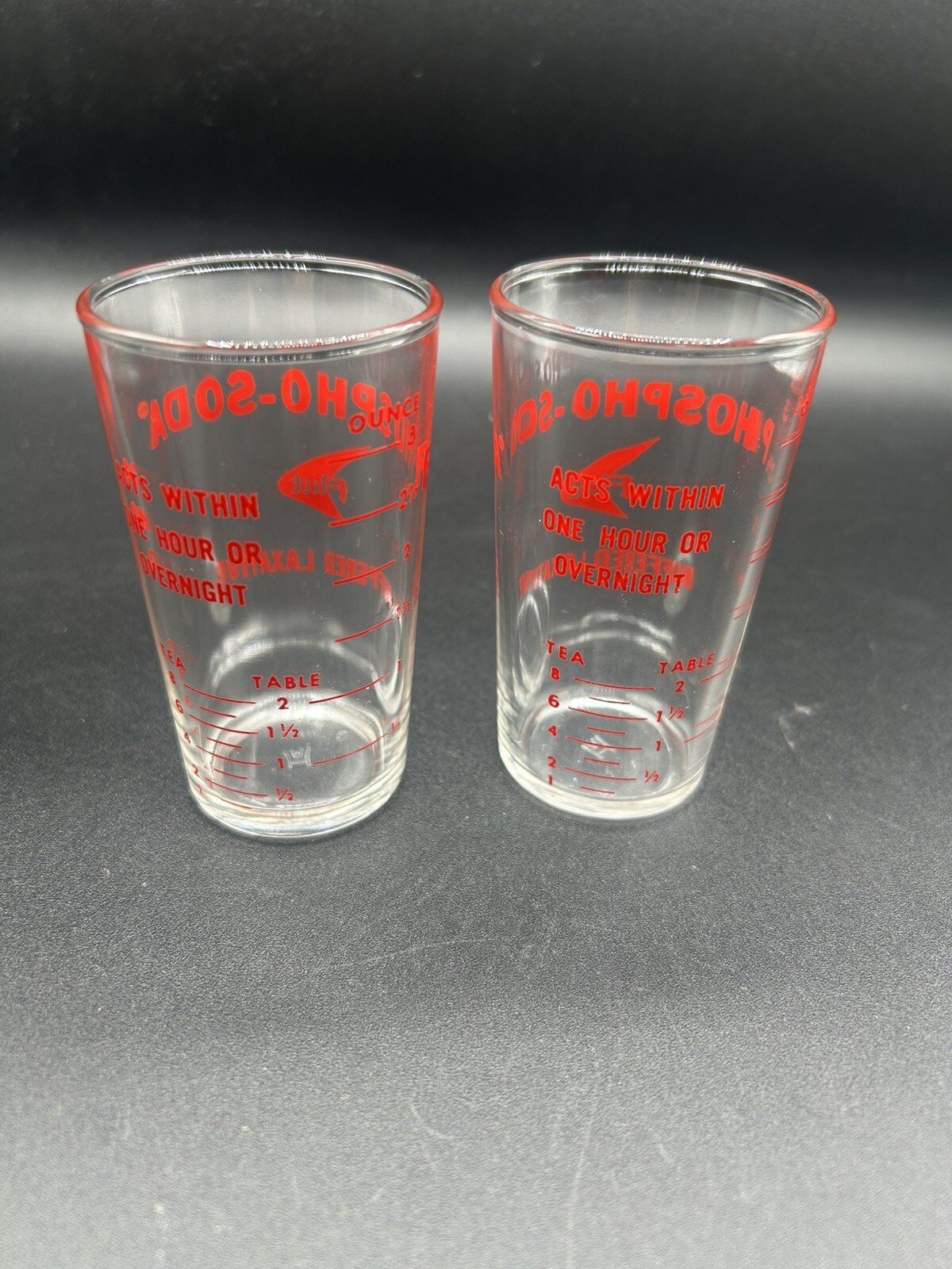 Vintage Buffered Laxative Phospho-Soda Medicine Shot Glass Lot Of 2
