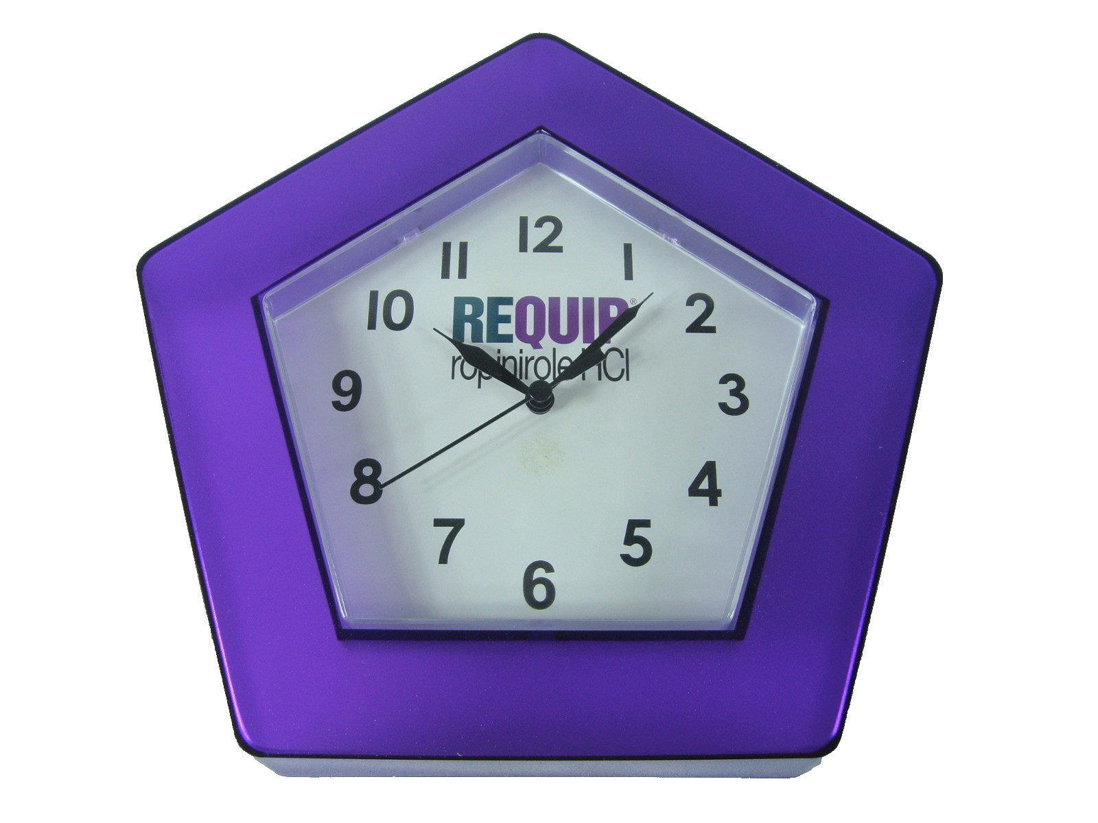 Requip Pharmaceutical Rep Office Clock Purple 10 Inch Diameter