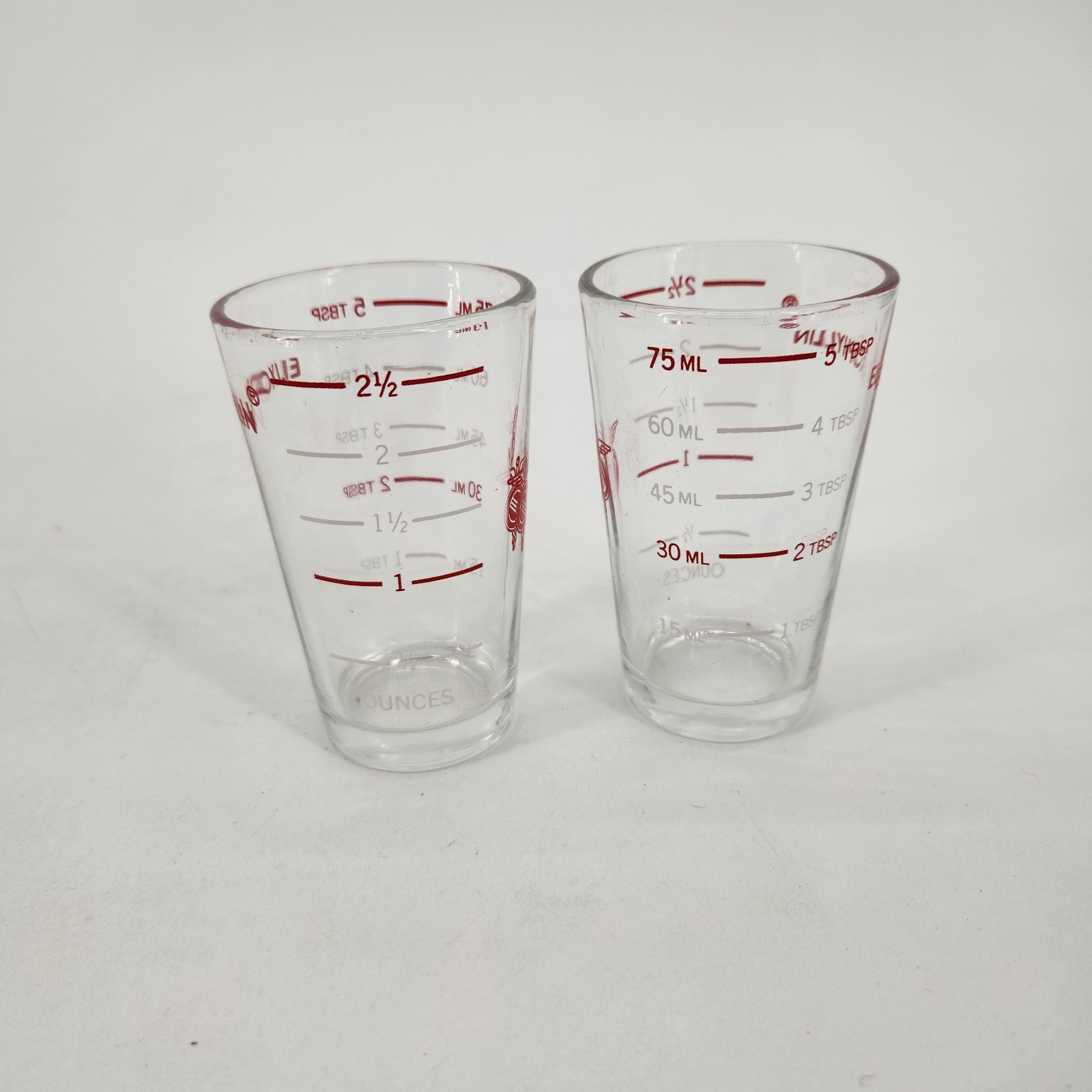 Set Of 2 Elixophyllin Measuring Glass Tablespoons Premium Advertising