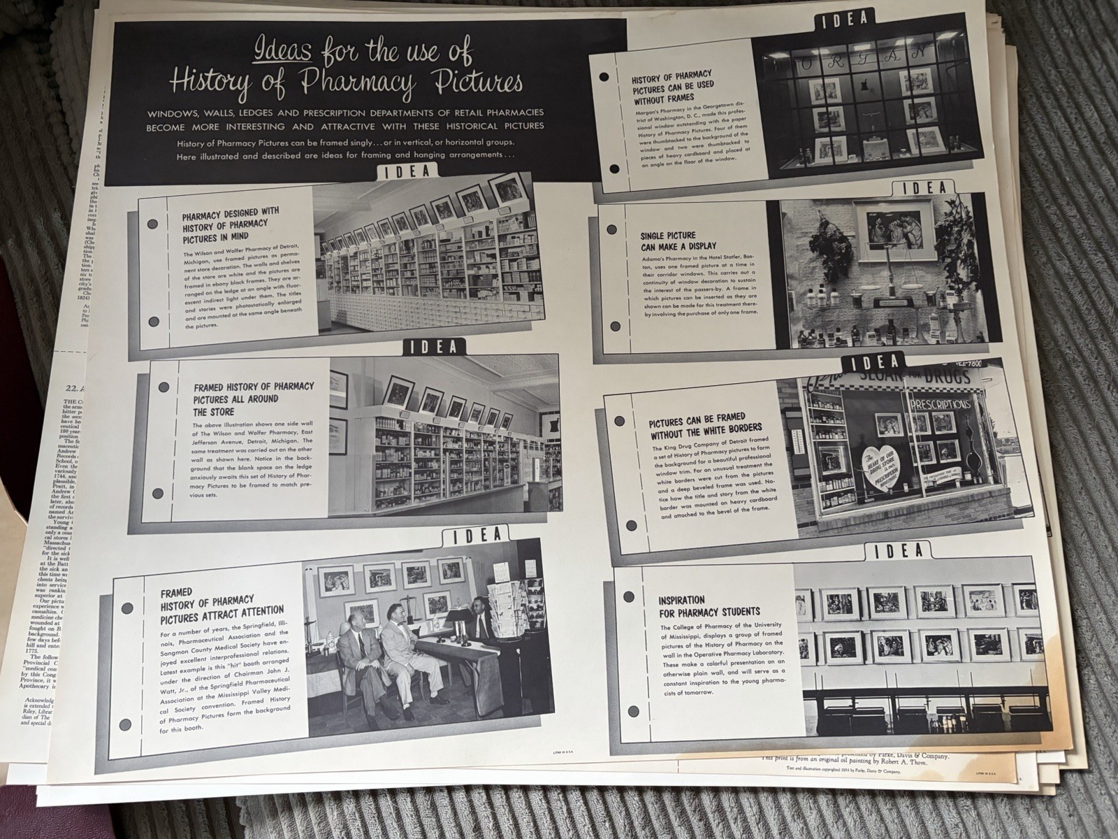 A History Of Pharmacy In Pictures by Parke Davis Set of 40 Prints 1957
