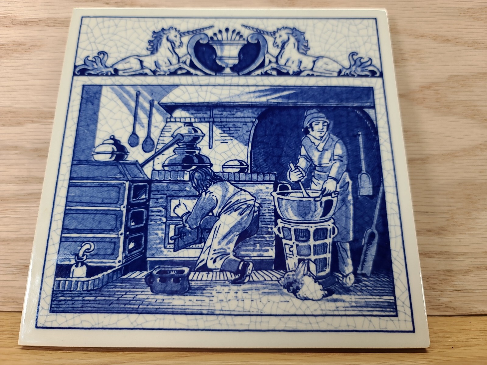 Delft Holland Handmade Pharmacist’s Labratory Tile Burroughs Wellcome Co. 1990