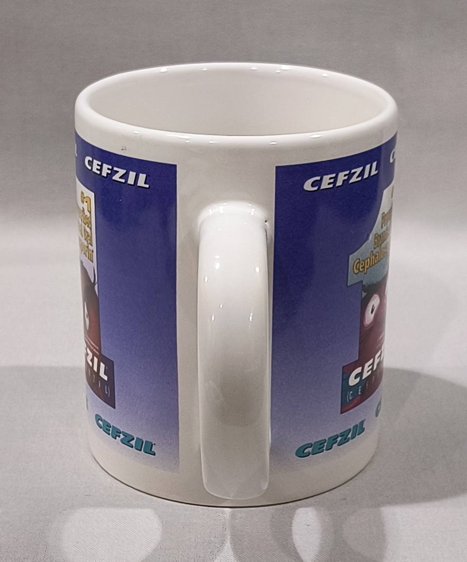 Vintage CEFZIL Cephalosporin Pharma Drug Rep Advertising Coffee Cup Mug