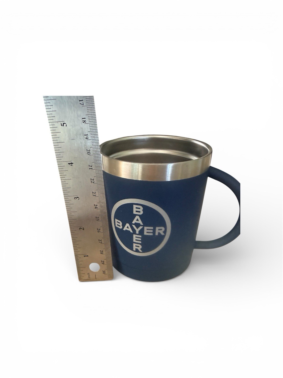 Bayer Medical Coffee Mug Navy Blue Insulated Pharmaceutical Doctor Rx Stainless