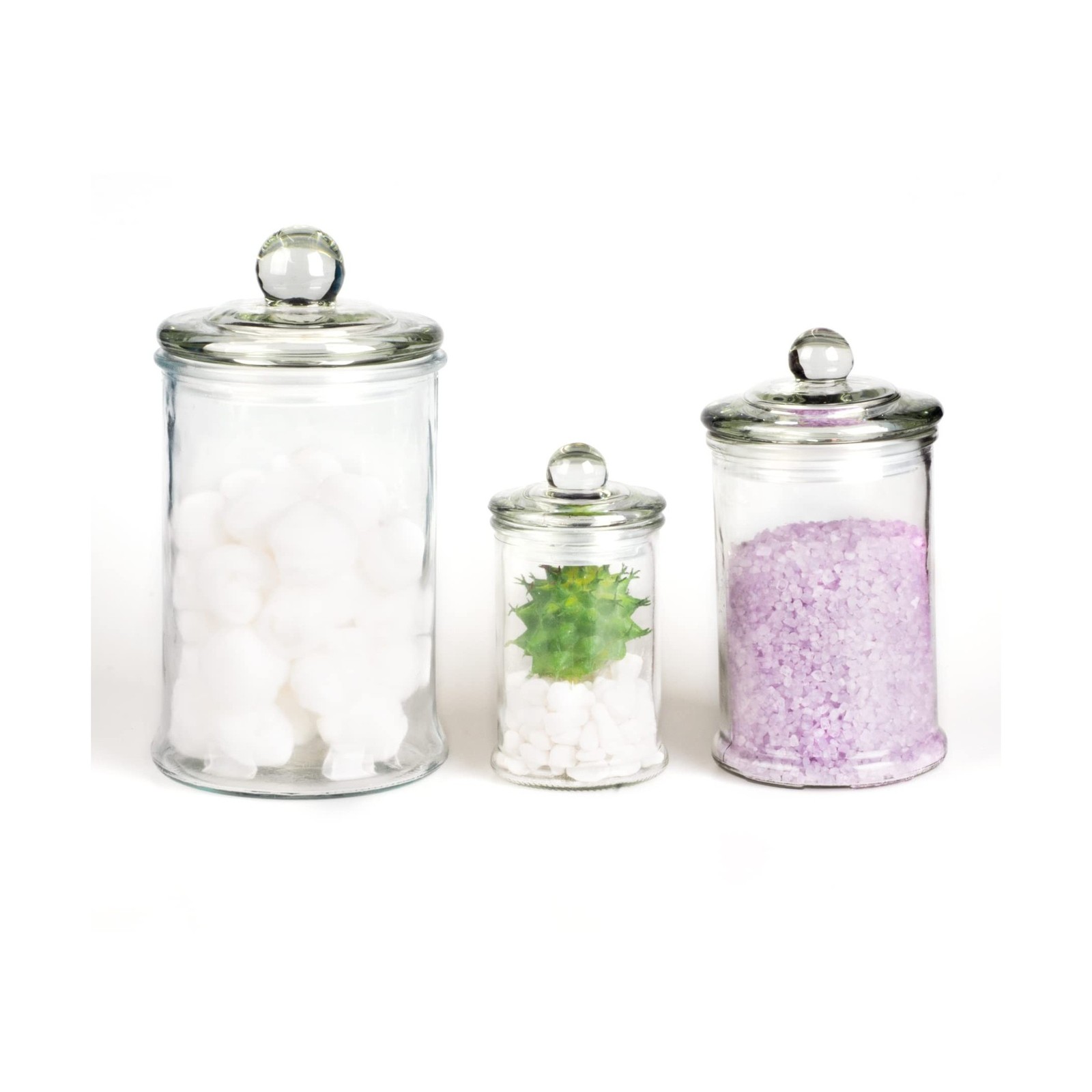 Mini Glass Apothecary Jars, Bathroom Storage Organizer Canisters for Cotton S…