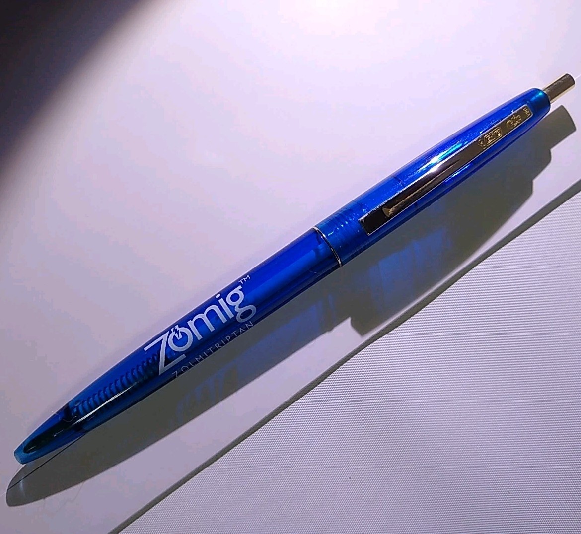 Vtg BIC CLIC Blue Gold ZOMIG Drug Promotional Ballpoint Click Pen Advertising