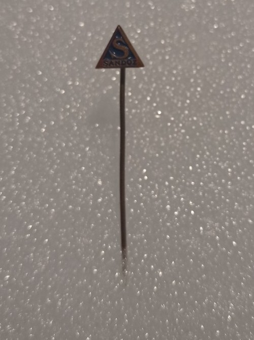 SANDOZ Pharmaceutical small vtg triangle stick pin badge LSD Albert Hofmann #2
