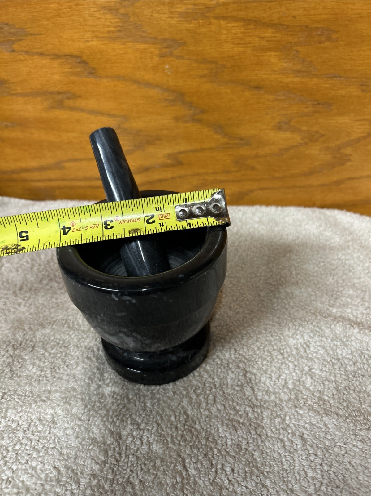 Vintage 1960′ Gray Italian Marble Mortar & Pestle-Very Good