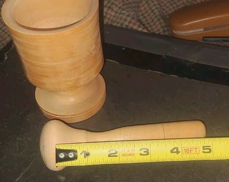 Vintage Light Wood Mortar and Pestle Small Apothecary Pharmacy Rx 297