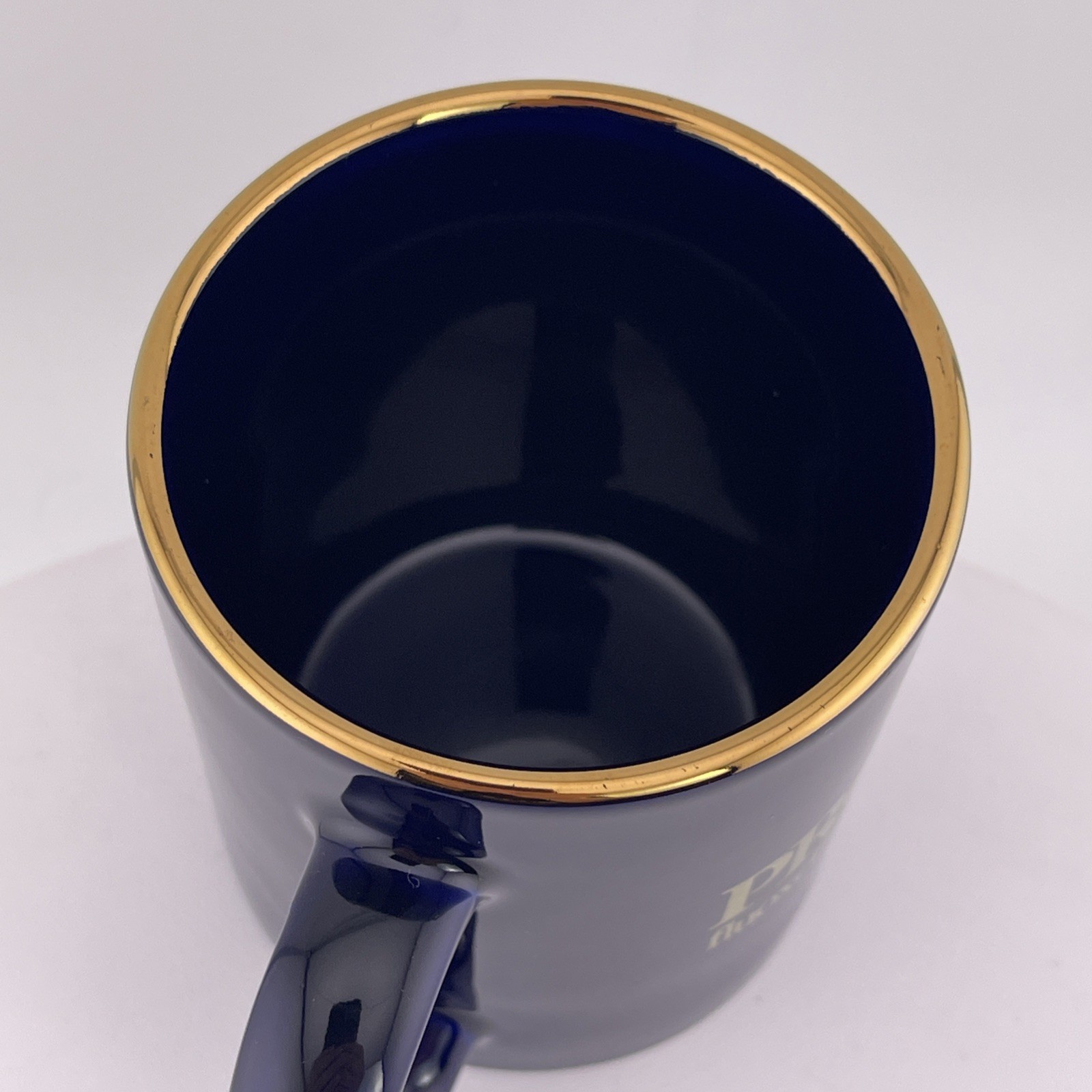 Vintage Prozac Mug Advertising Blue Gold Rim Coffee Pharmaceutical Cup Mug Linyi
