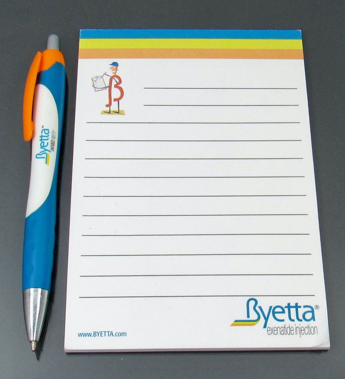 Byetta Lot PEN + Sticky Pad Drug Rep Pharmaceutical Promo Advertising