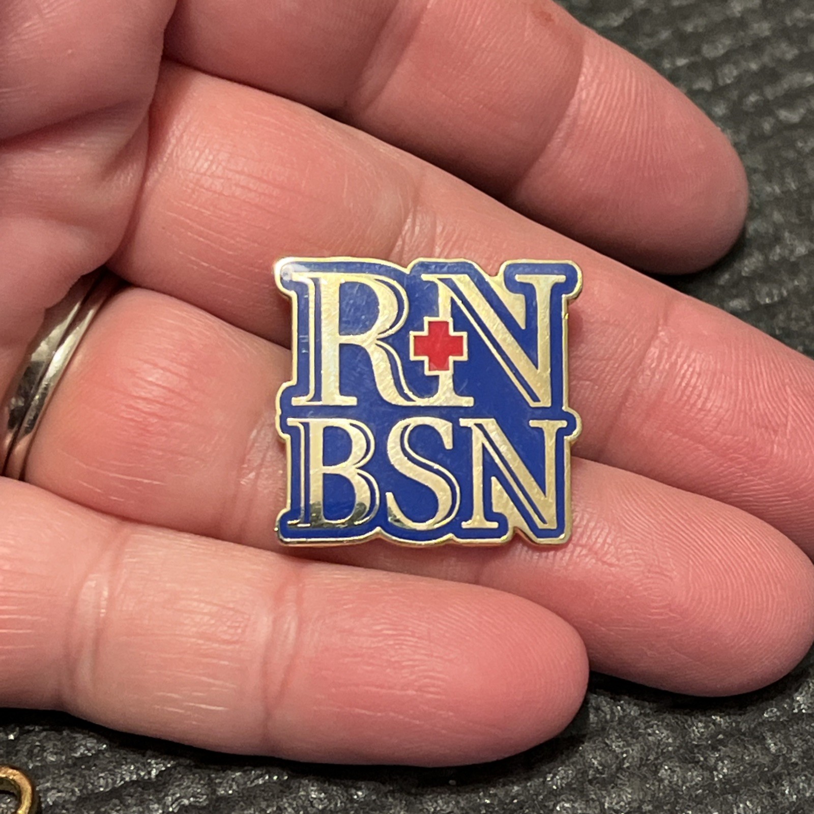 RN BSN Nurse Lapel Pin lot of 2 Gold tone Key P64