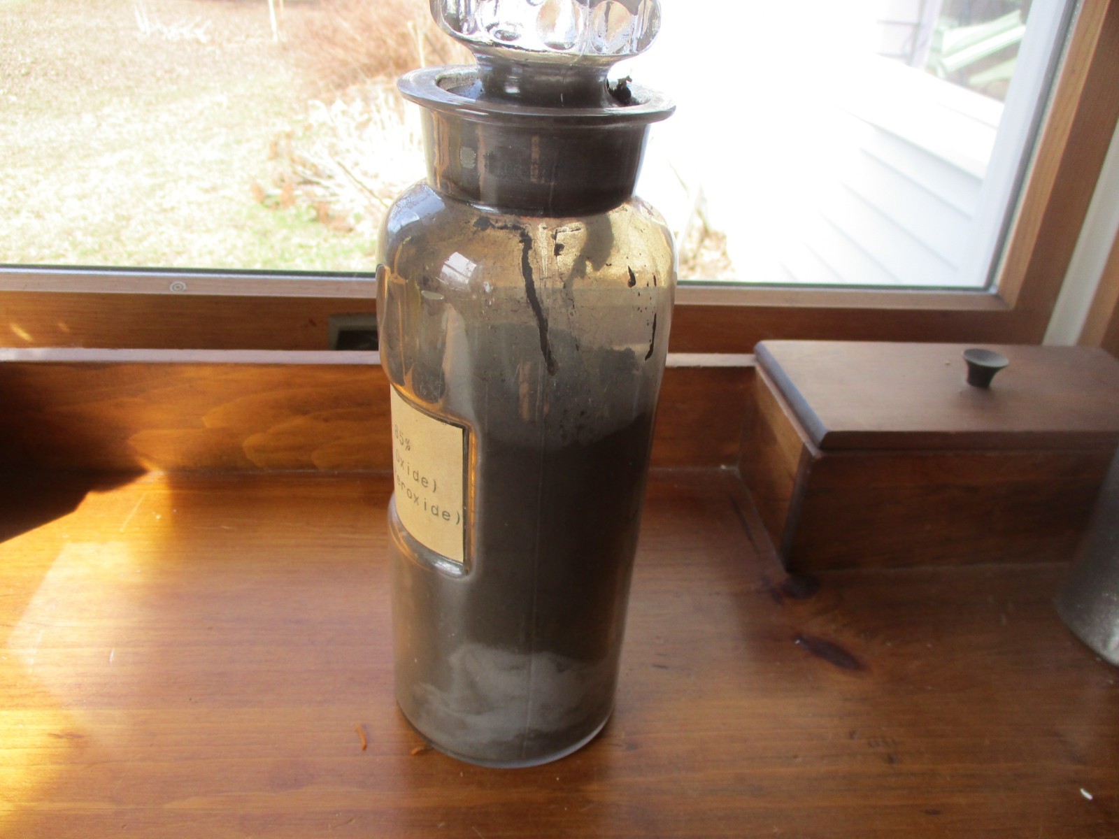 VTG MERCANTILE APOTHECARY GENERAL STORE PHARMACY GLASS DRUG BOTTLE JAR w/LABEL