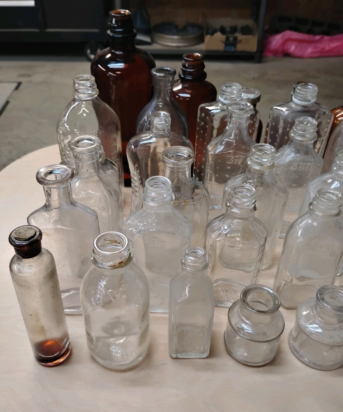 Lot of 47 Vintage Glass Medicine Apothecary Bottles