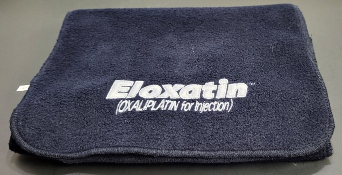 Eloxatin Pharmaceutical Drug Rep Advertised Embroidered Golf Gym Towel Navy Blue