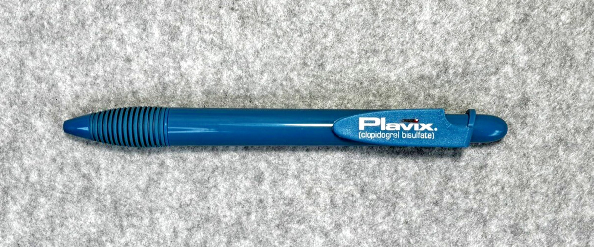 PLAVIX Drug Rep Pen Pharmaceutical Advertising Collectible Blue Refillable