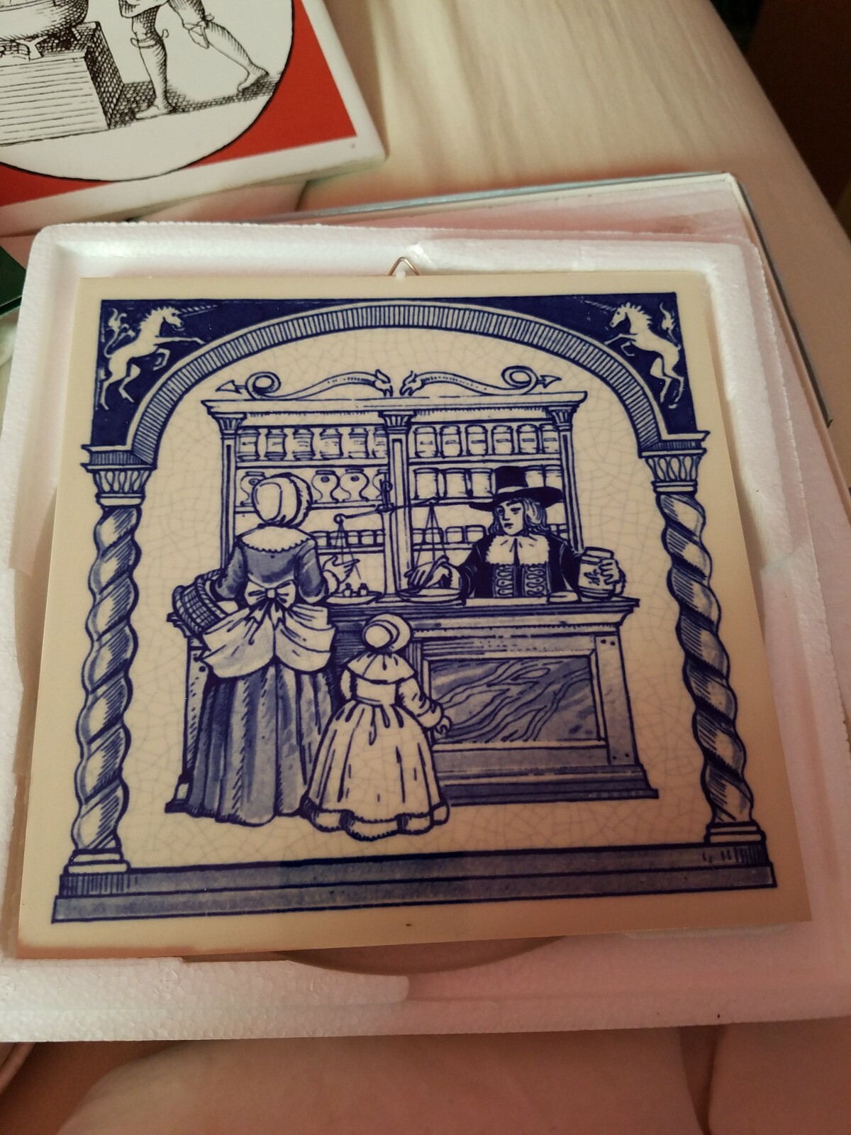 BURROUGHS WELLCOME Pharmacy Pill Tile Handmade DELFT Apothecary #12