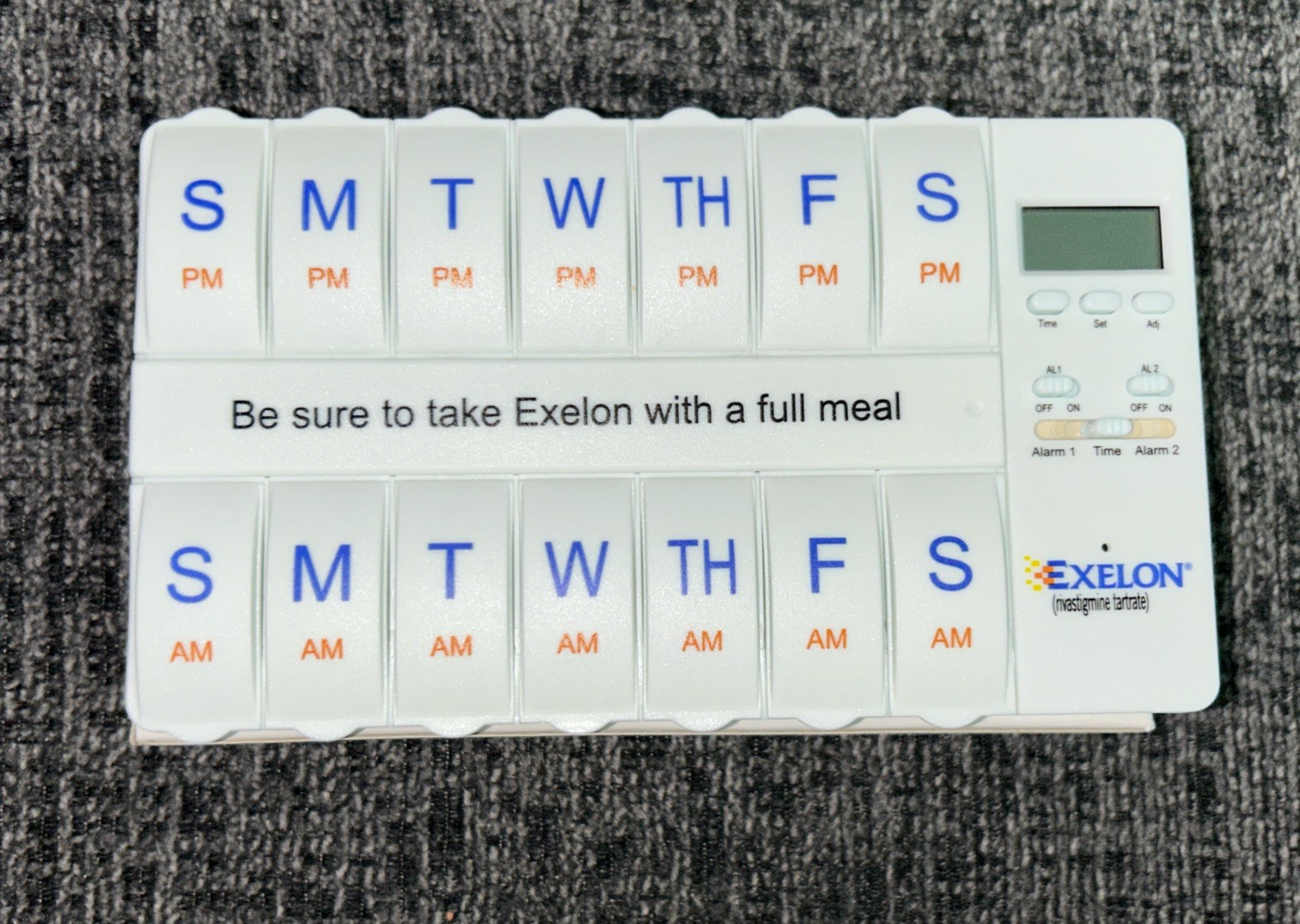 Exelon Drug Rep Pharmaceutical Promo 2 Week Plastic Pill Box New In Box