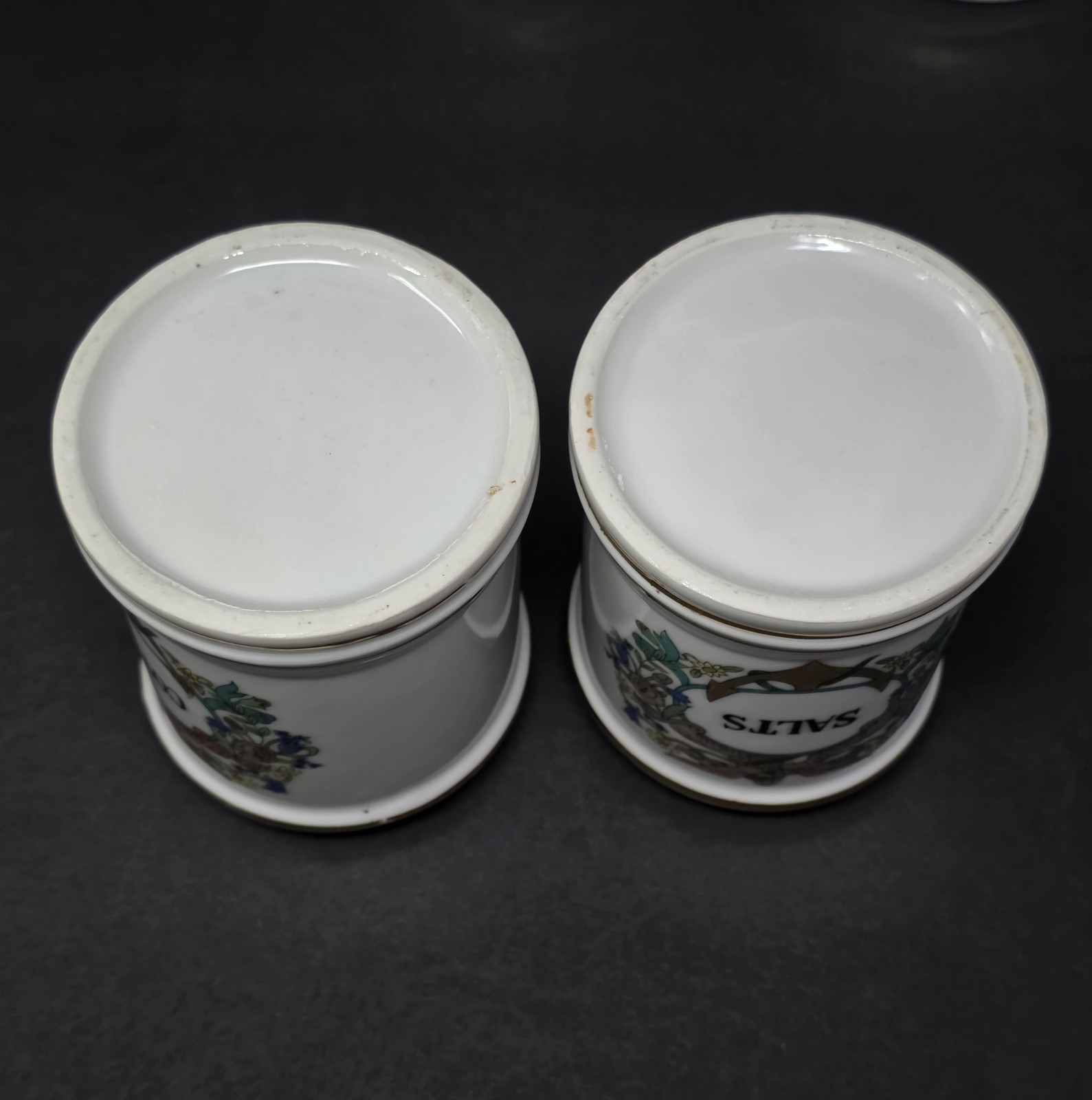 Vintage Porcelain Apothecary Medicine Jar Set Salts Cologne Gauze Perioxide