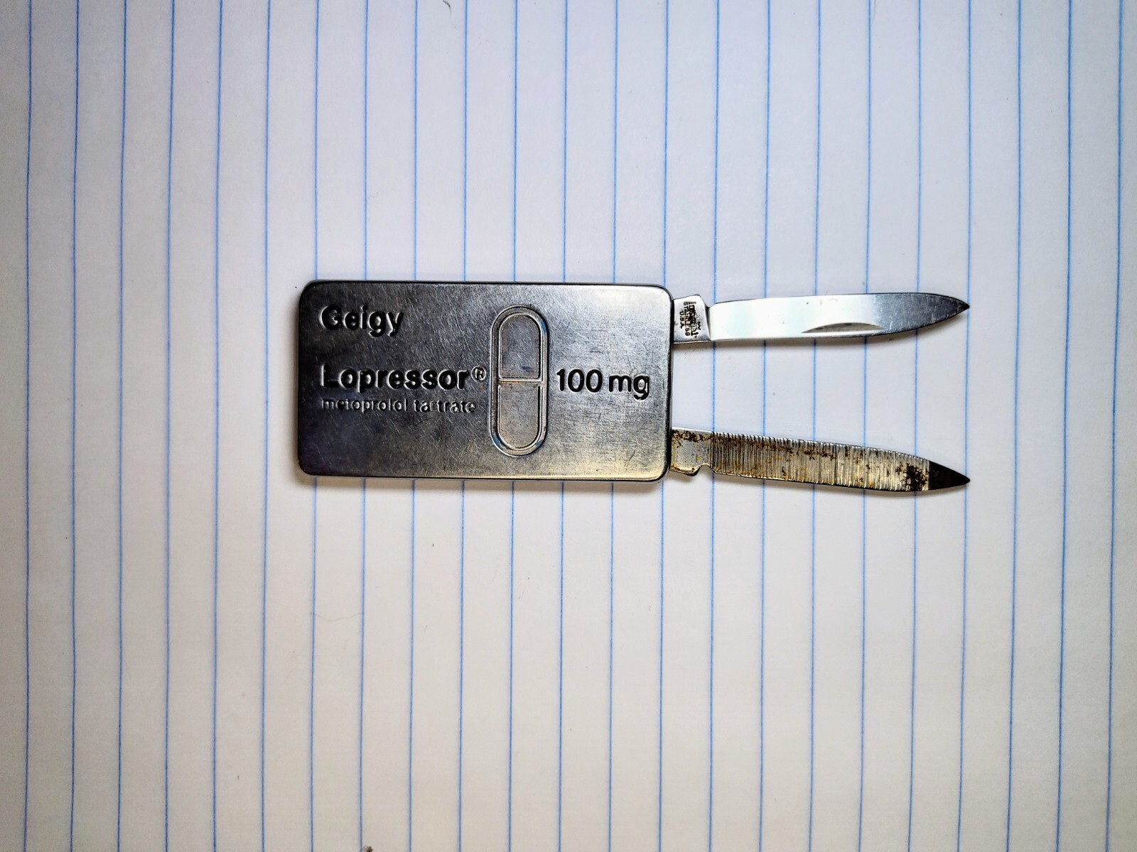 Vintage Imperial Pocket Knife Advertising Geigy Lopressor Pharmaceutical Drugs 