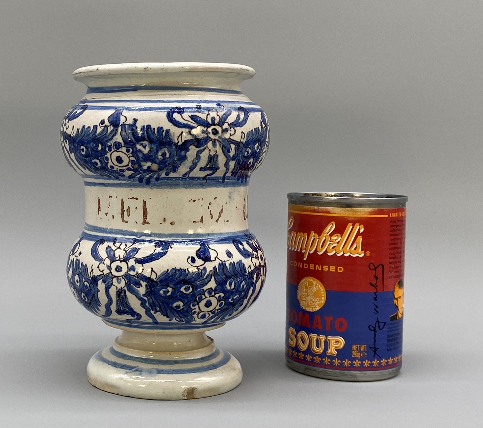 c. 1730 Italian Majolica Nove Waisted Blue & White Albarello Drug Pharmacy Jar