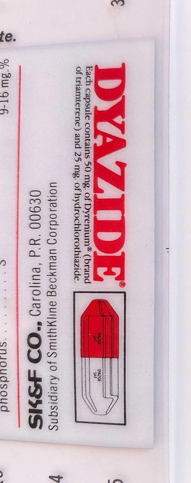 Dyazide Ruler Drug Rep Swag SK&F SmithKline Pharmaceuticals Vtg 1980 Pharma Ad
