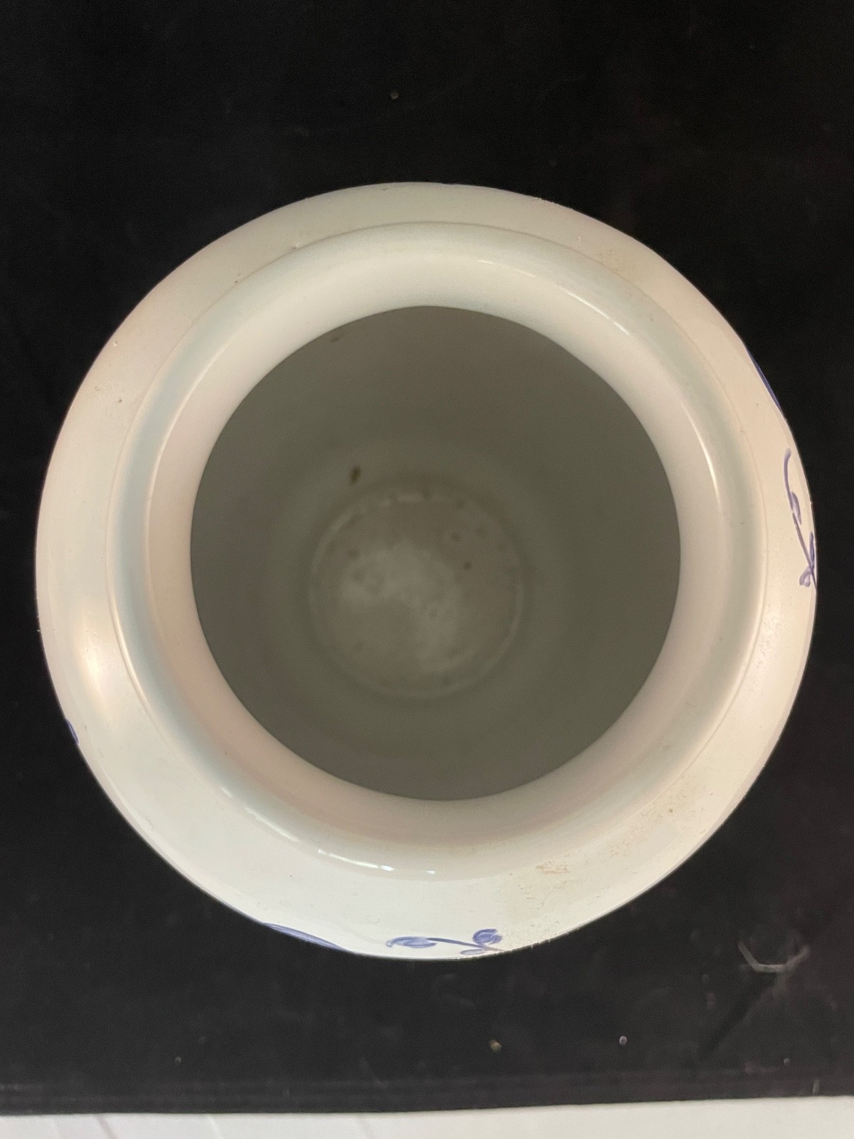 Vintage 1989 Lilly Pharma Blue White Ceramic U:Caelful:Fo Apothecary Jar Vase