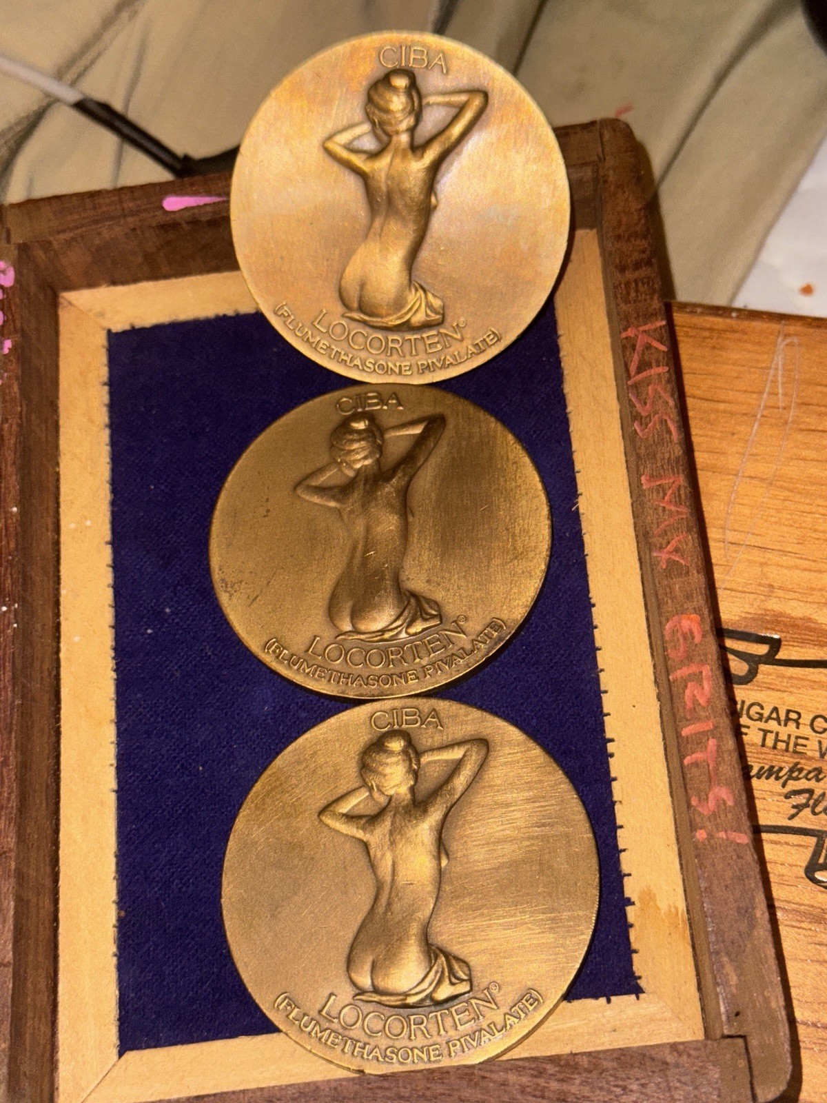 Brass 3 France Nude Woman CIBA LOCORTEN Medal