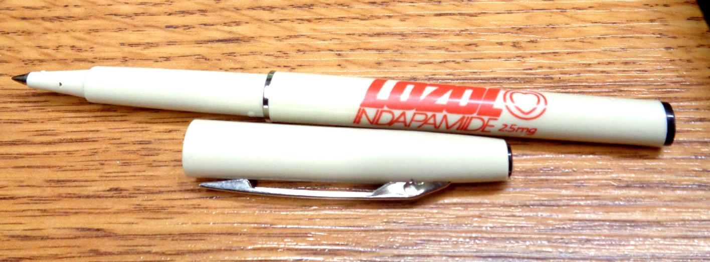 BEROL CONTEMORA XF USA Pharmaceutical Drug Rep Ink Pen LOZOL Indapamide WORKS!