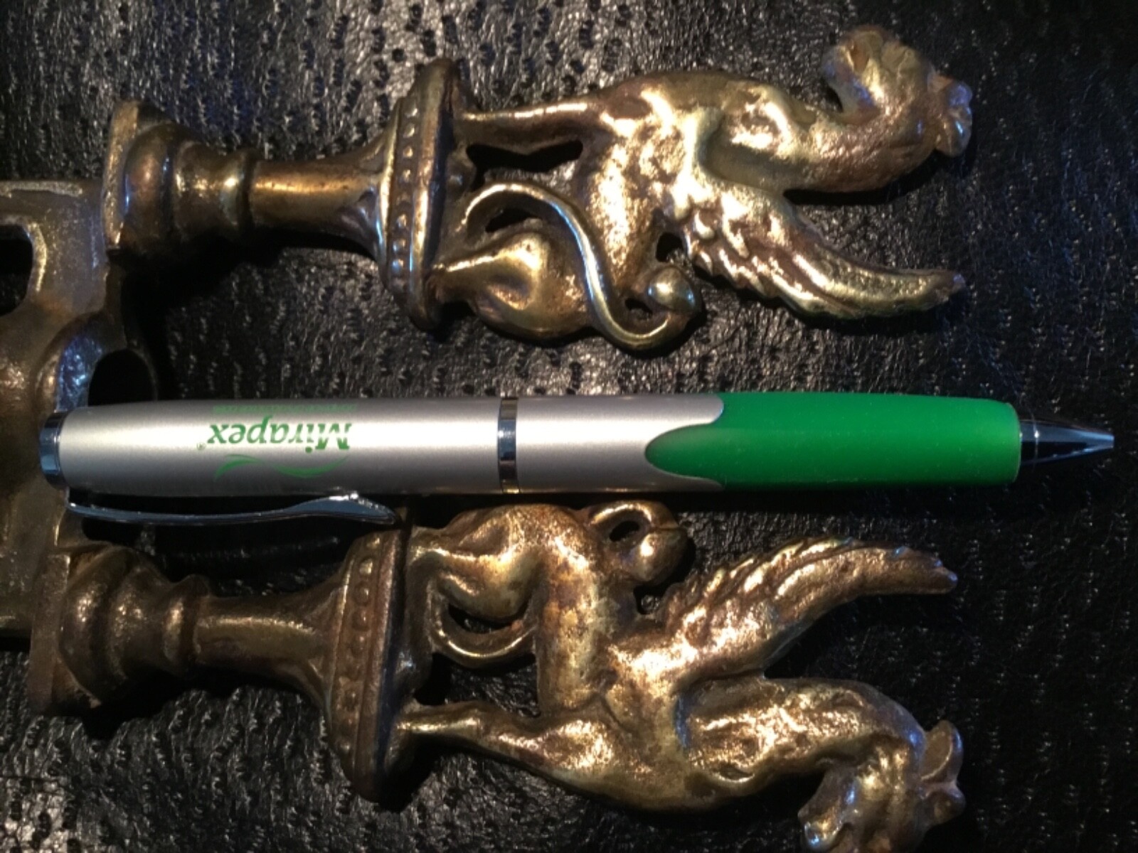 Mirapex Heavy Metal Drug Rep Pharmaceutical Silver Green Twist Pen New