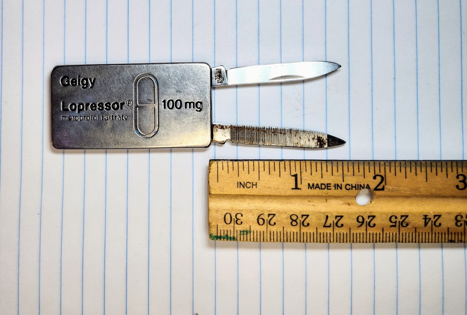 Vintage Imperial Pocket Knife Advertising Geigy Lopressor Pharmaceutical Drugs 