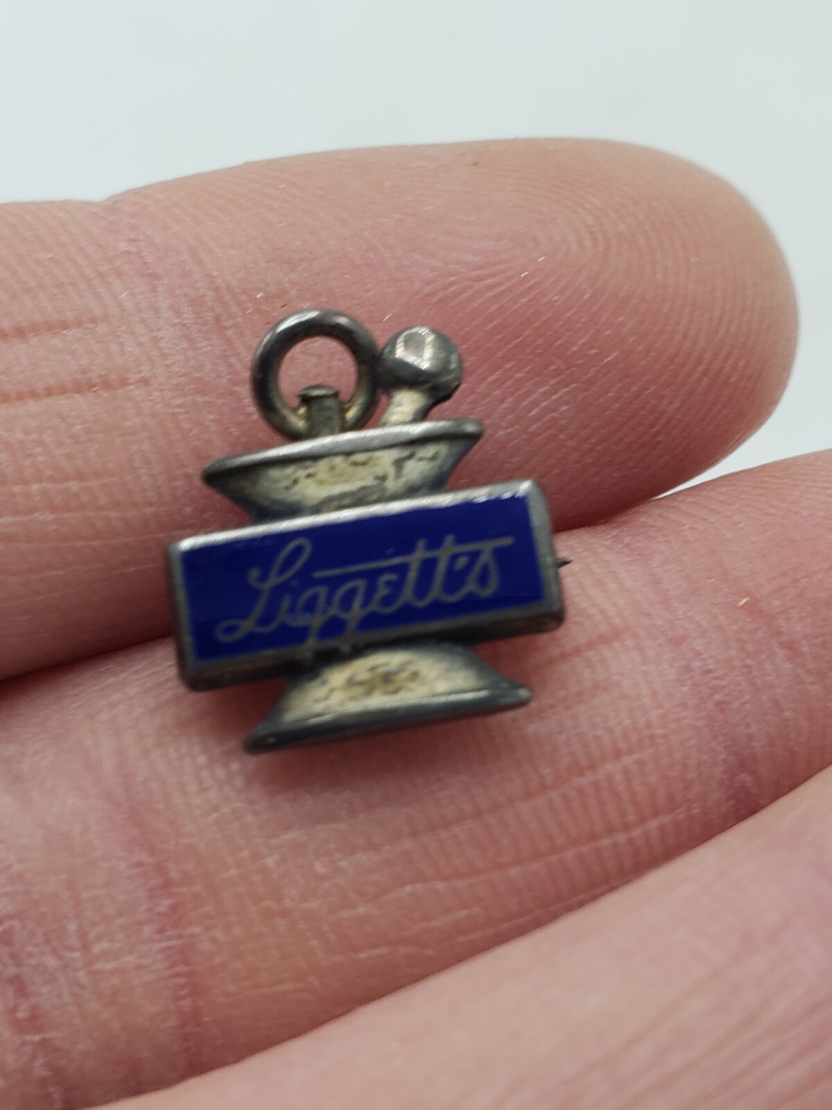 Liggett’s Pharmacy 10 Year Service Pin Sterling Silver Mortar & Pestle W/ Box