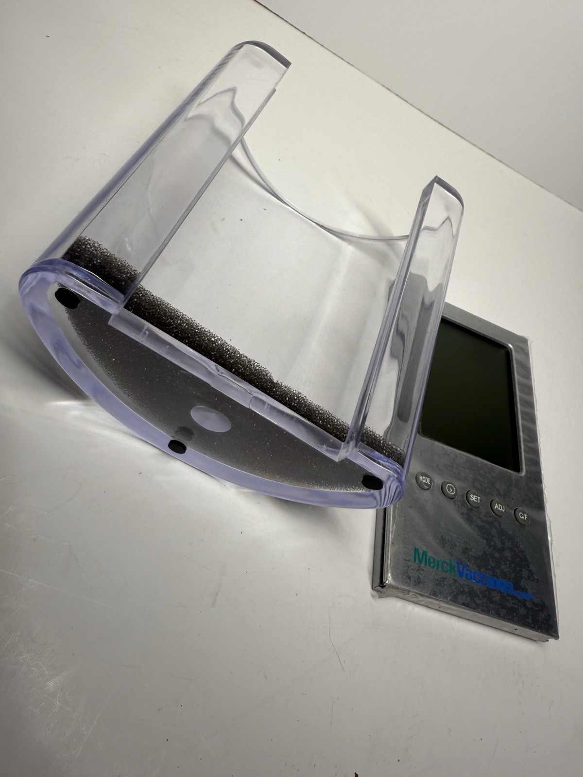 Vintage Merck Vaccines Desk Organizer w/ Digital LCD Clock Thermometer