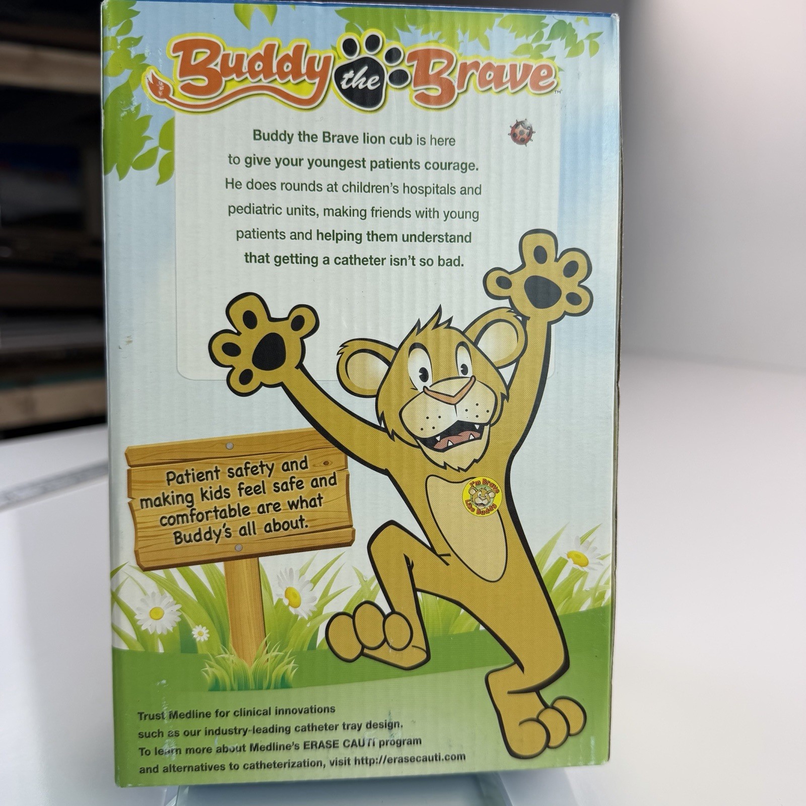 NIB 2011 Medline Buddy the Brave Plush Lion Cub Medical Promo ERASE CAUTI Mascot