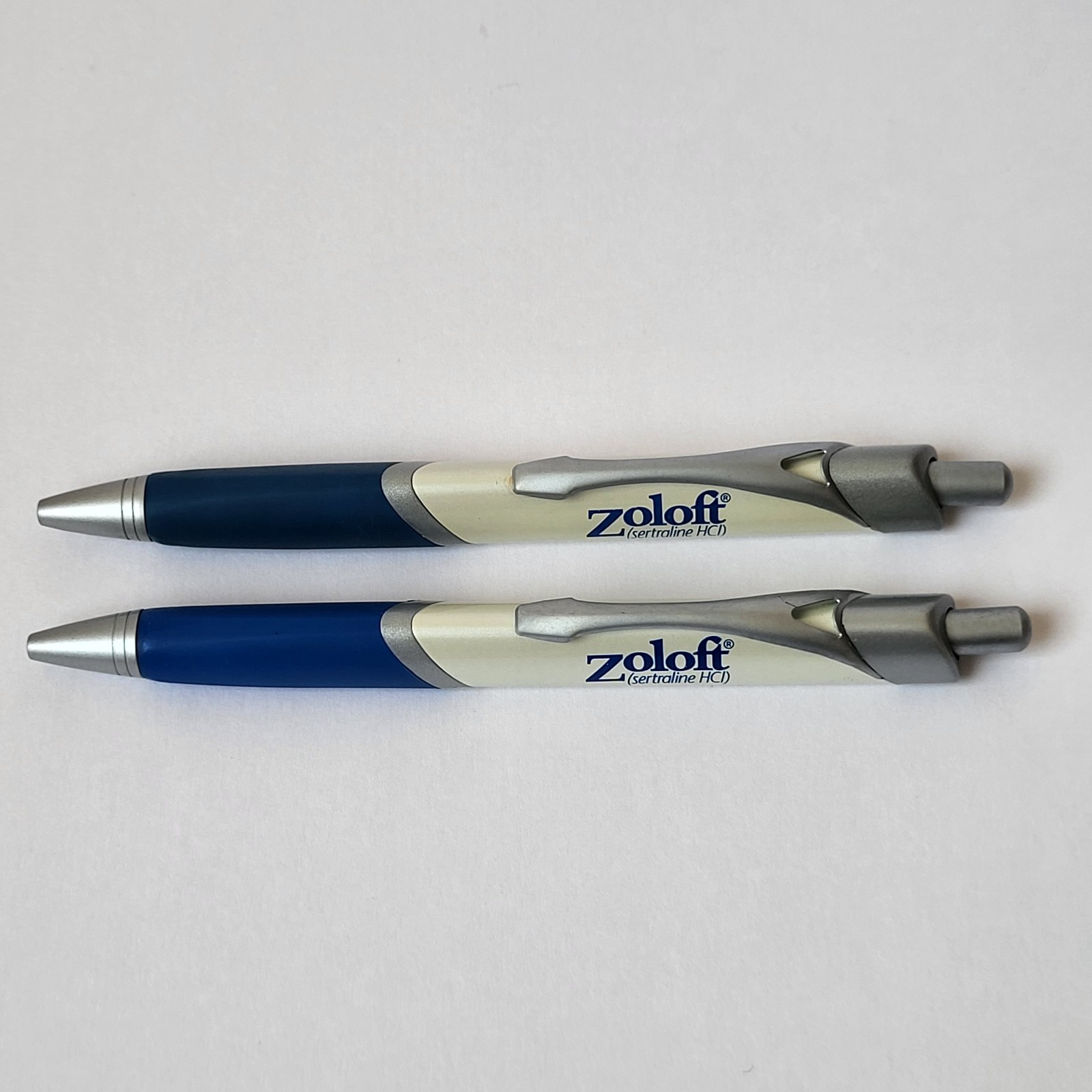 Zoloft Triangular Metal Pens (2) Drug Rep Pharma RX Promo Advertise Collectibles