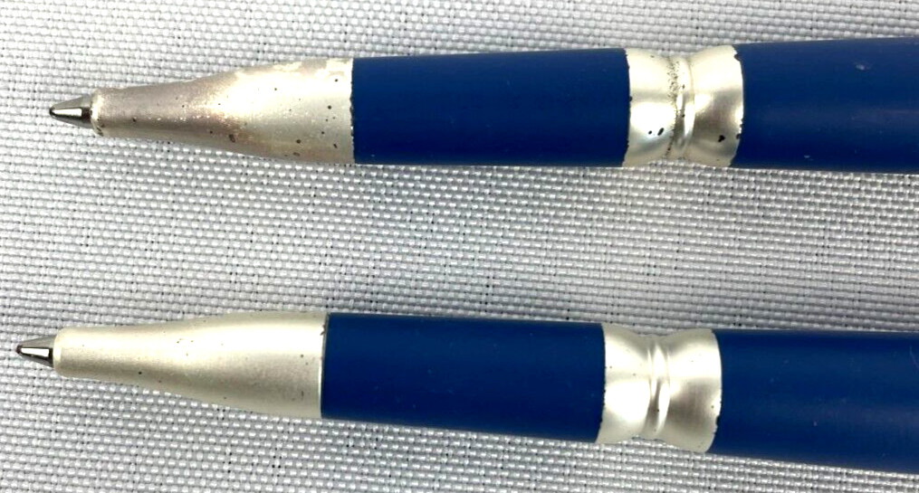 ZOLOFT Metal Pen Set Pharmaceutical Drug Rep Promo Blue Silver Logo Vintage