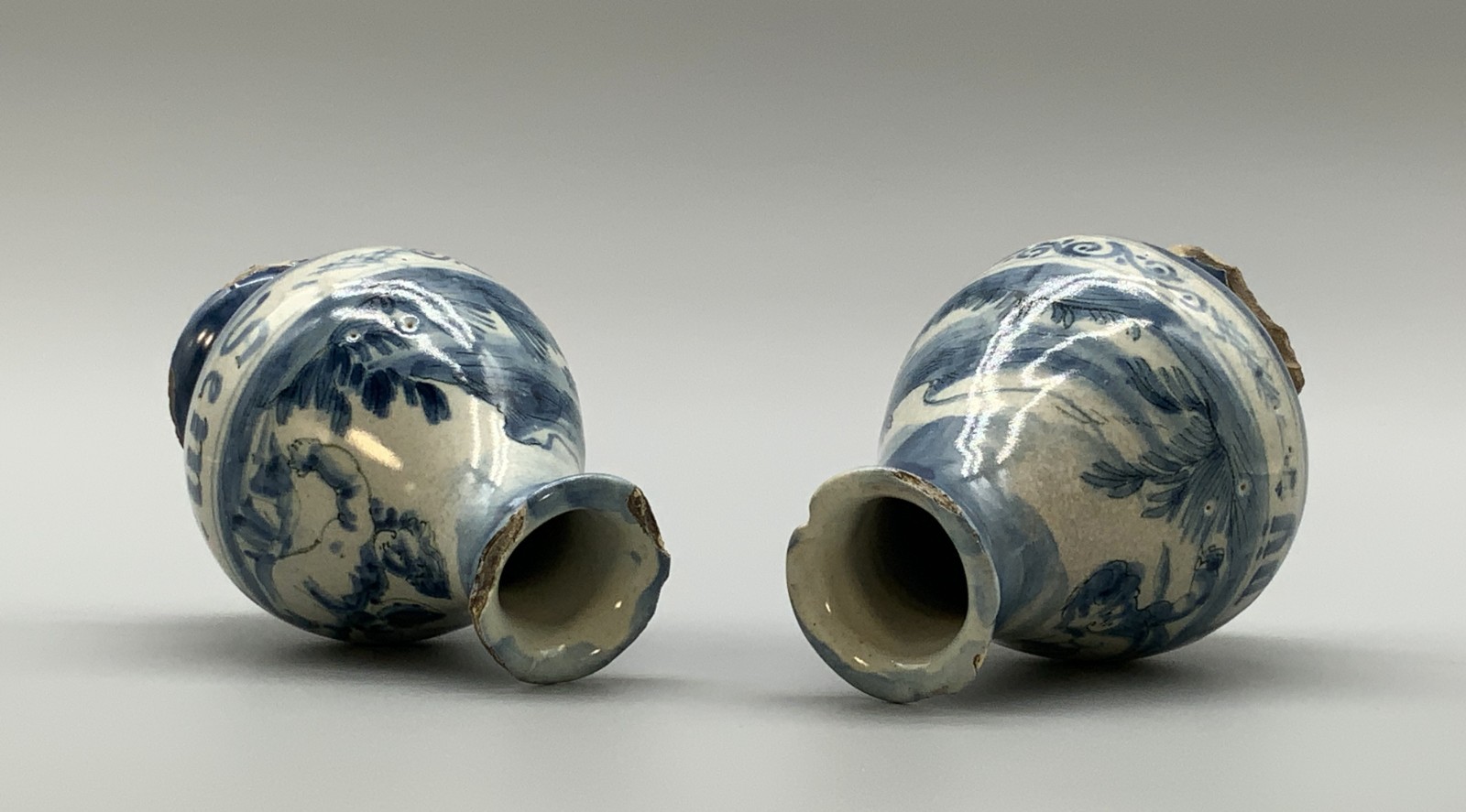 17th-Century Italian Savona Majolica Albarello Drug Pharmacy Jar Bottles