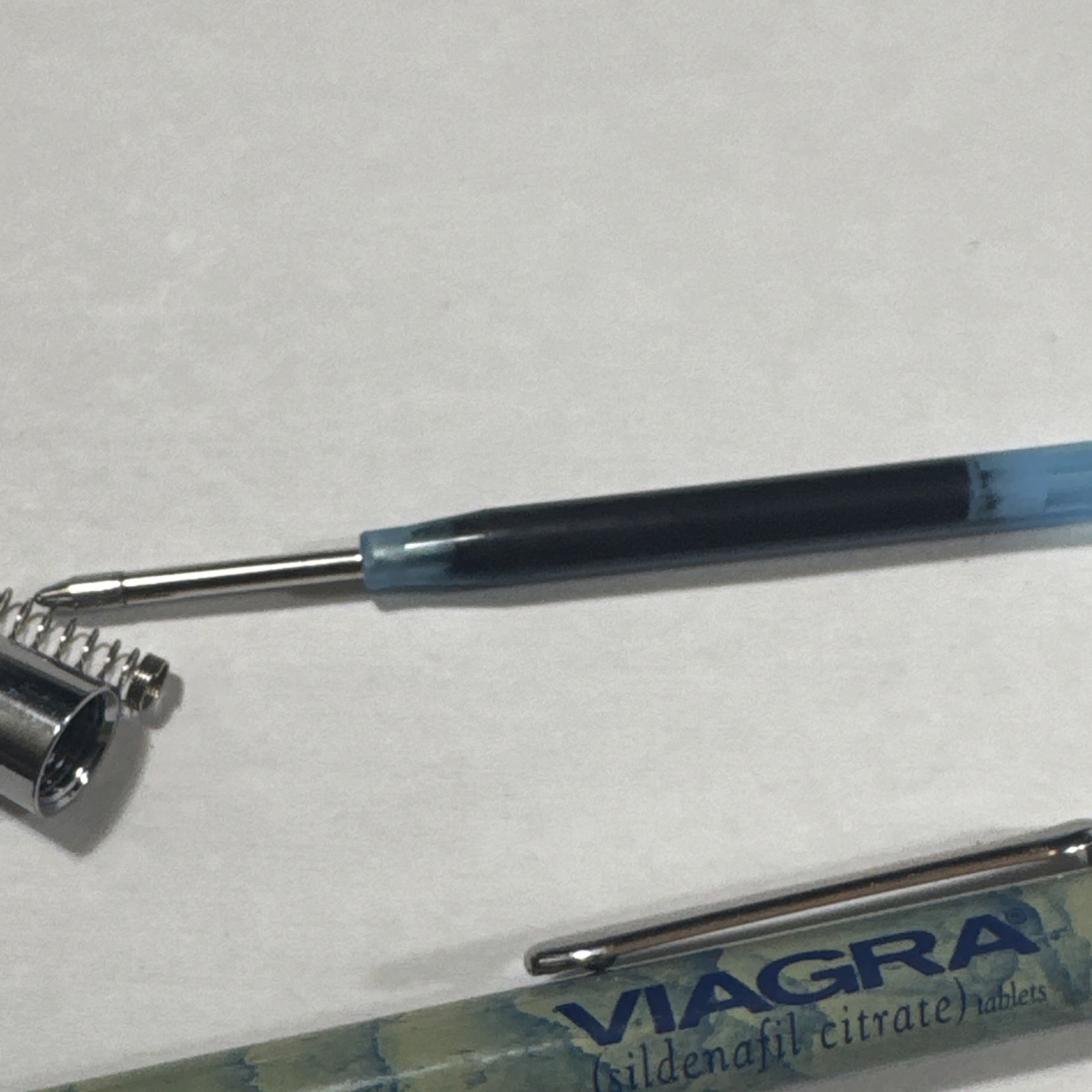 Viagra Ink Pen Drug Pharmaceutical Rep Advertising Metal BLue Green Marble WORKS