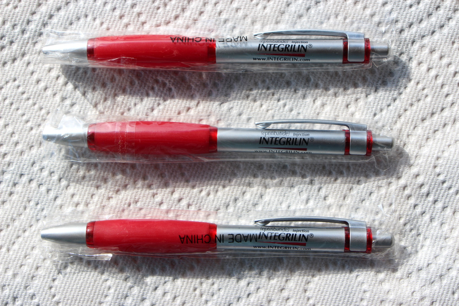 Drug Rep 3 New ( Integrilin ) Silver w/ Red Comfort Grips Smooth Writers