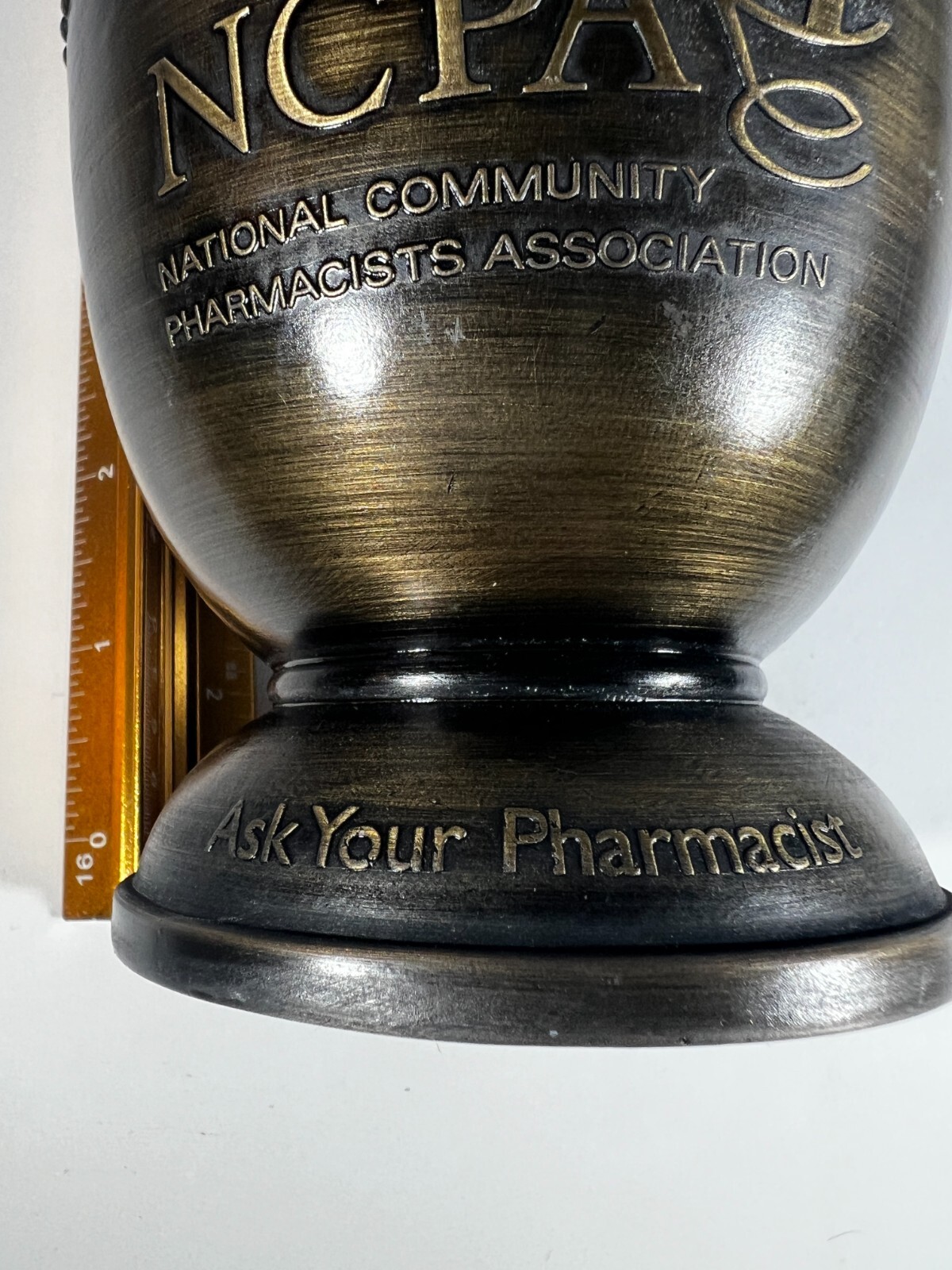 Mortar Vintage Bronze Brass Metal Pharmacopoeia no pestle 4″ Height