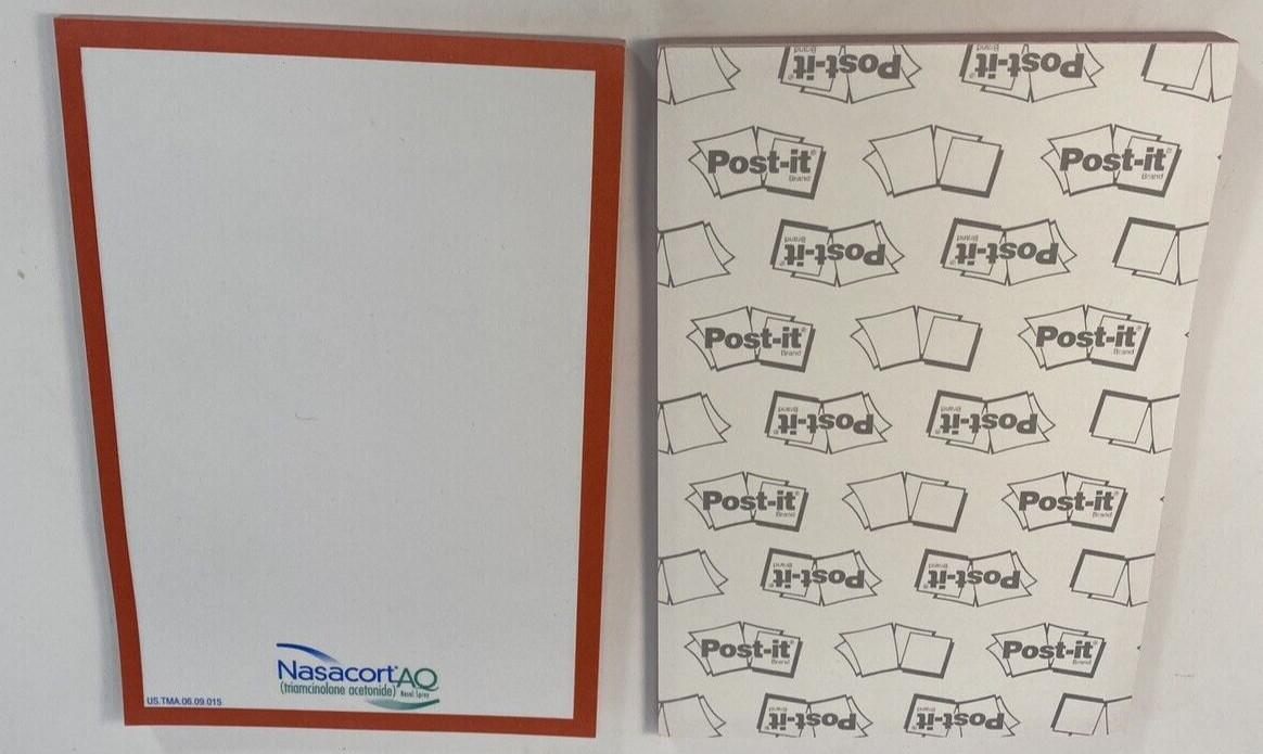 Pharmaceutical Drug Rep Collectible Notepads NasacortAQ Post-It Pads (2 Pack)