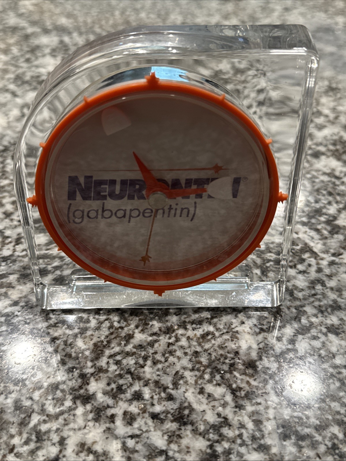 Vintage Drug Pharma Neurontin Purple Desk Clock Tested Works No Battery Cover