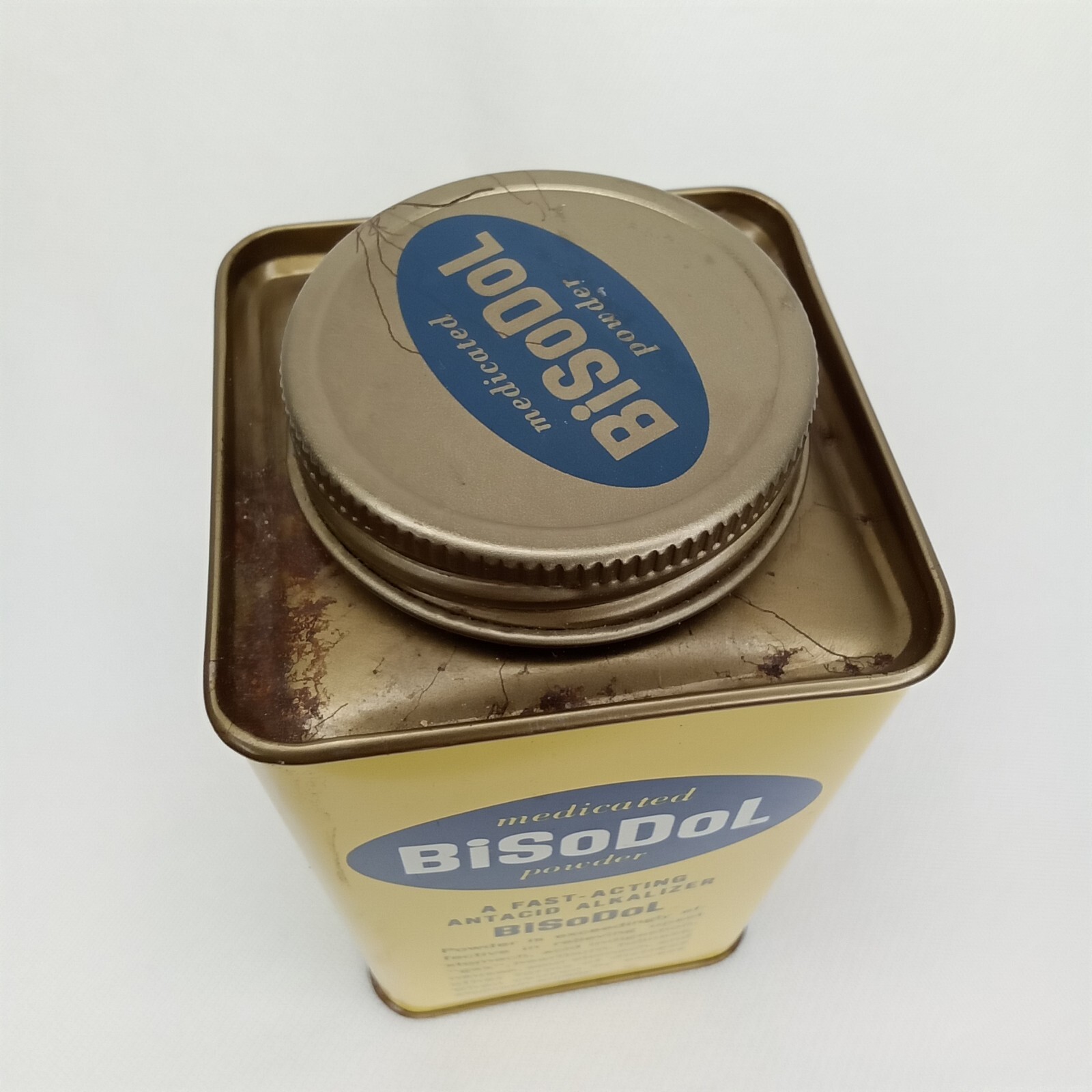 Vintage 1950s BiSoDol Antacid Metal Advertising Tin New York NY