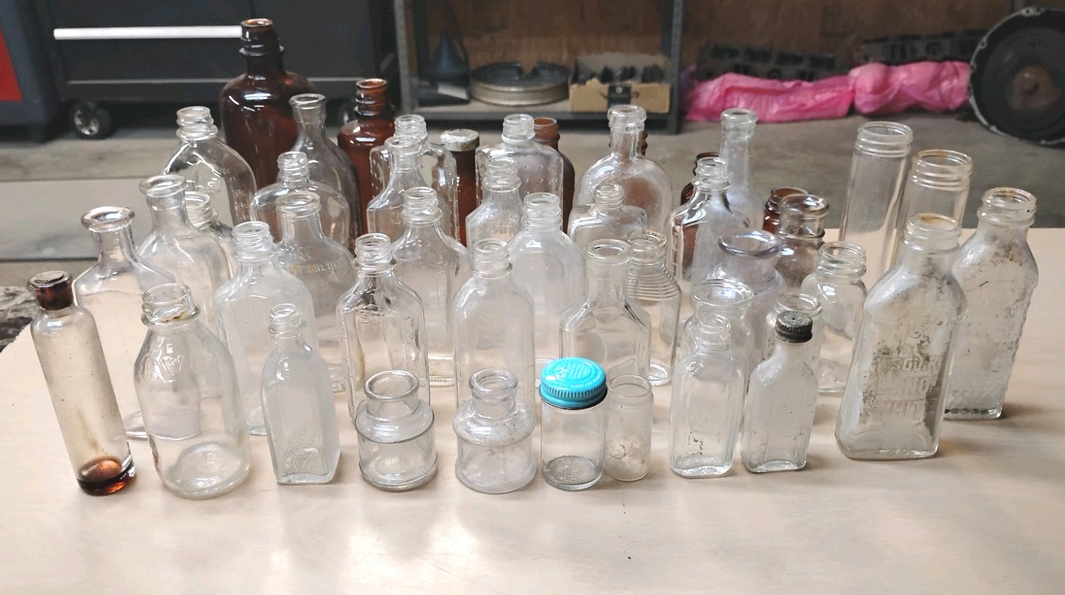 Lot of 47 Vintage Glass Medicine Apothecary Bottles
