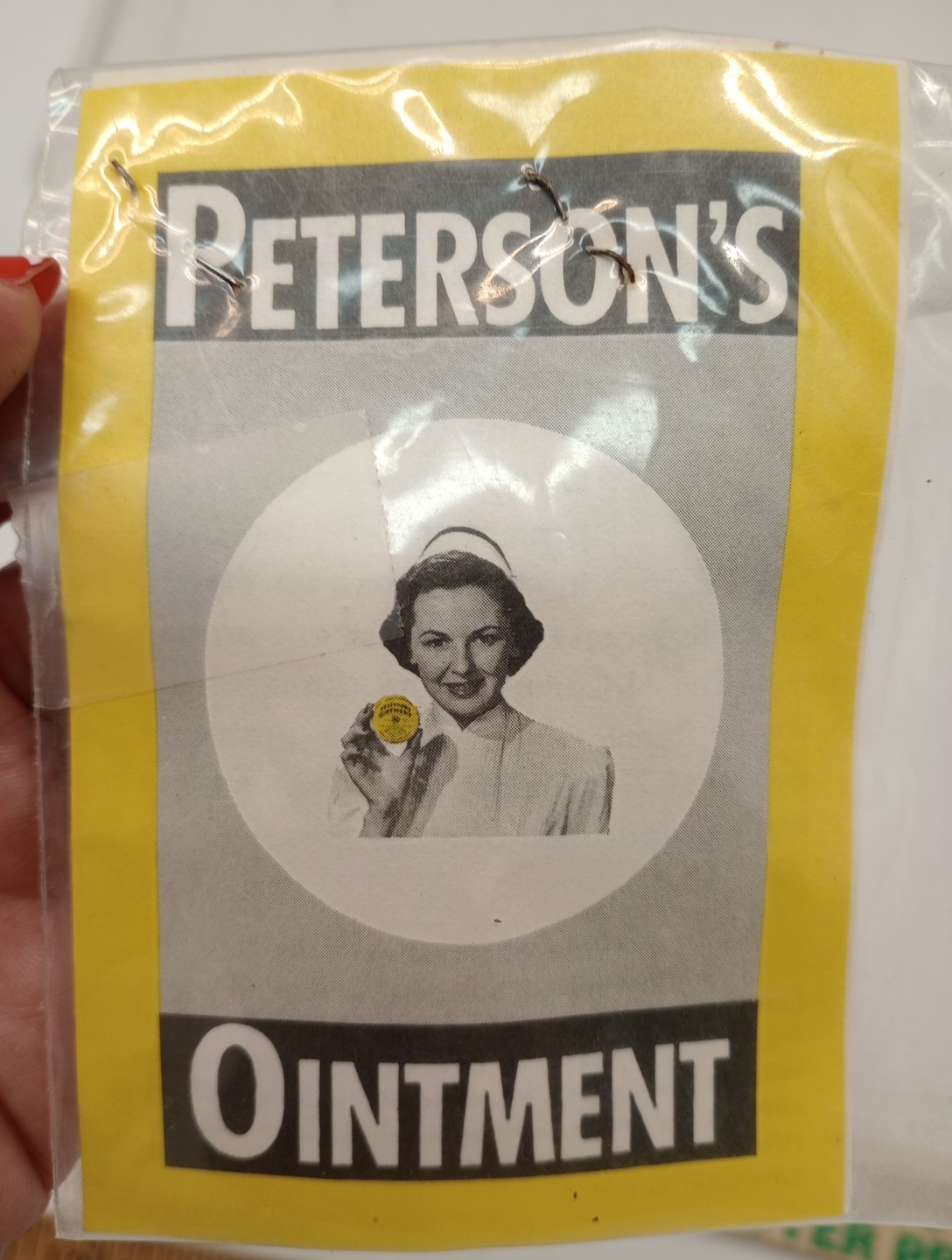 2 Vtg Peterson’s Ointment,Trial Size Tin Containers & Paper Insert Read Look NOS
