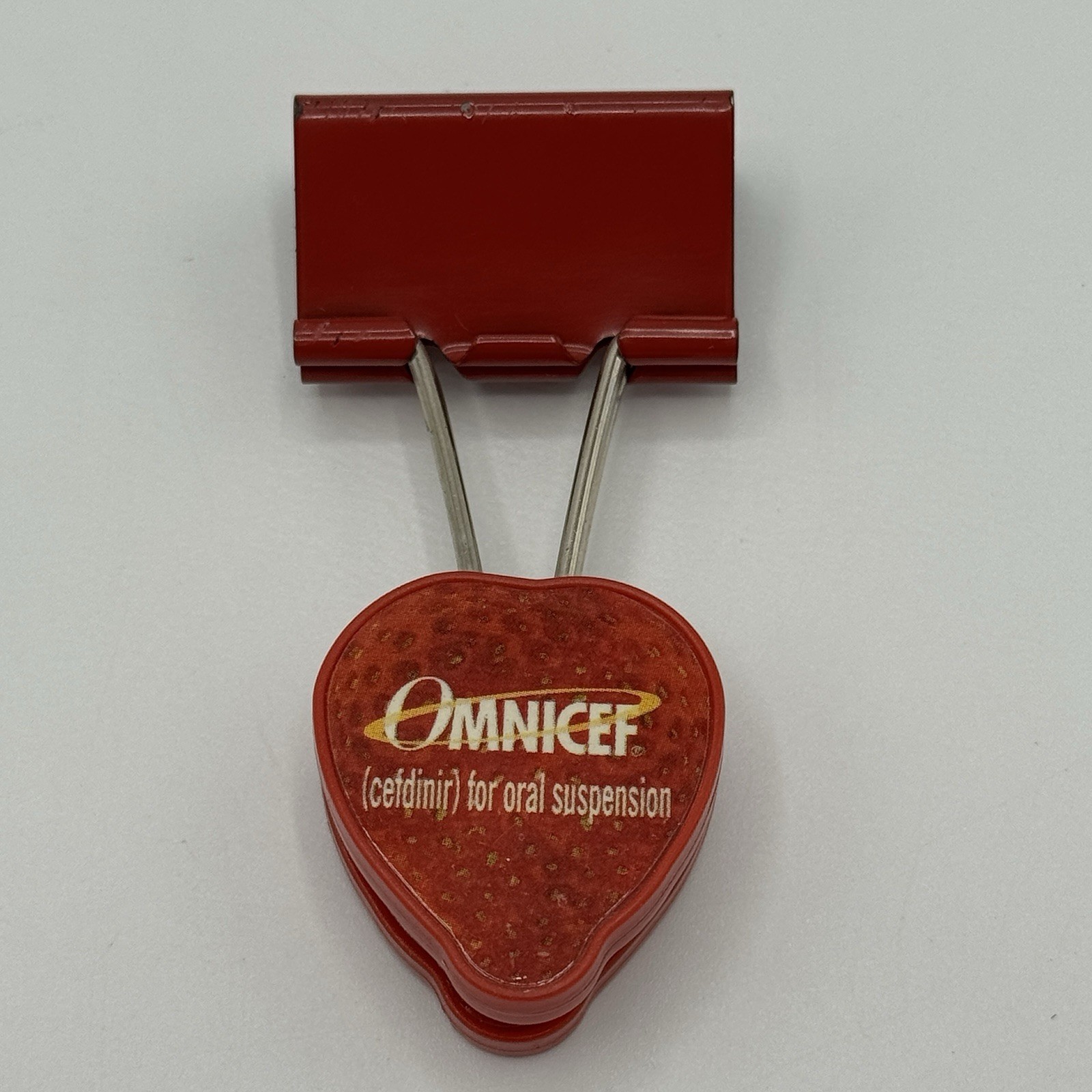 Omnicef cefdinir For Oral Suspension HTF Promotional Strawberry Binder Clip Red