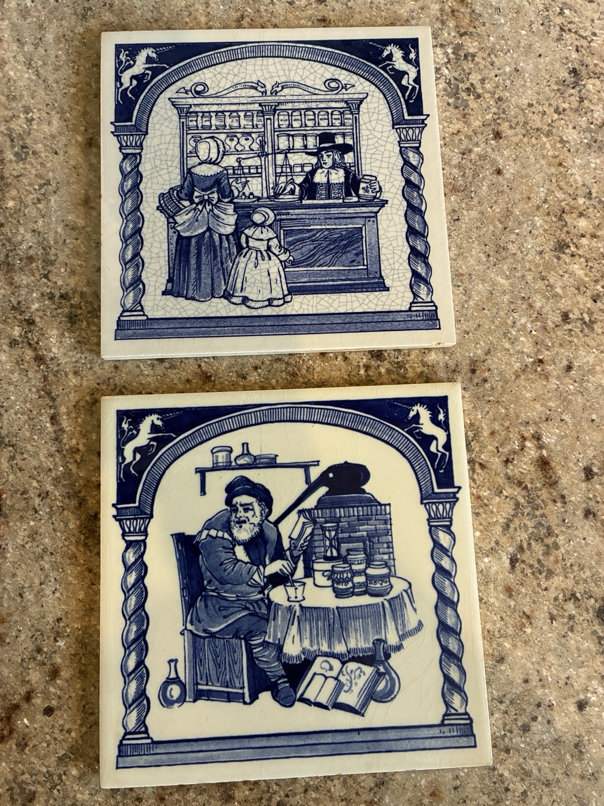 BURROUGHS WELLCOME CO. BLUE DELFT PHARMACY Handmade Tiles 6″x6″