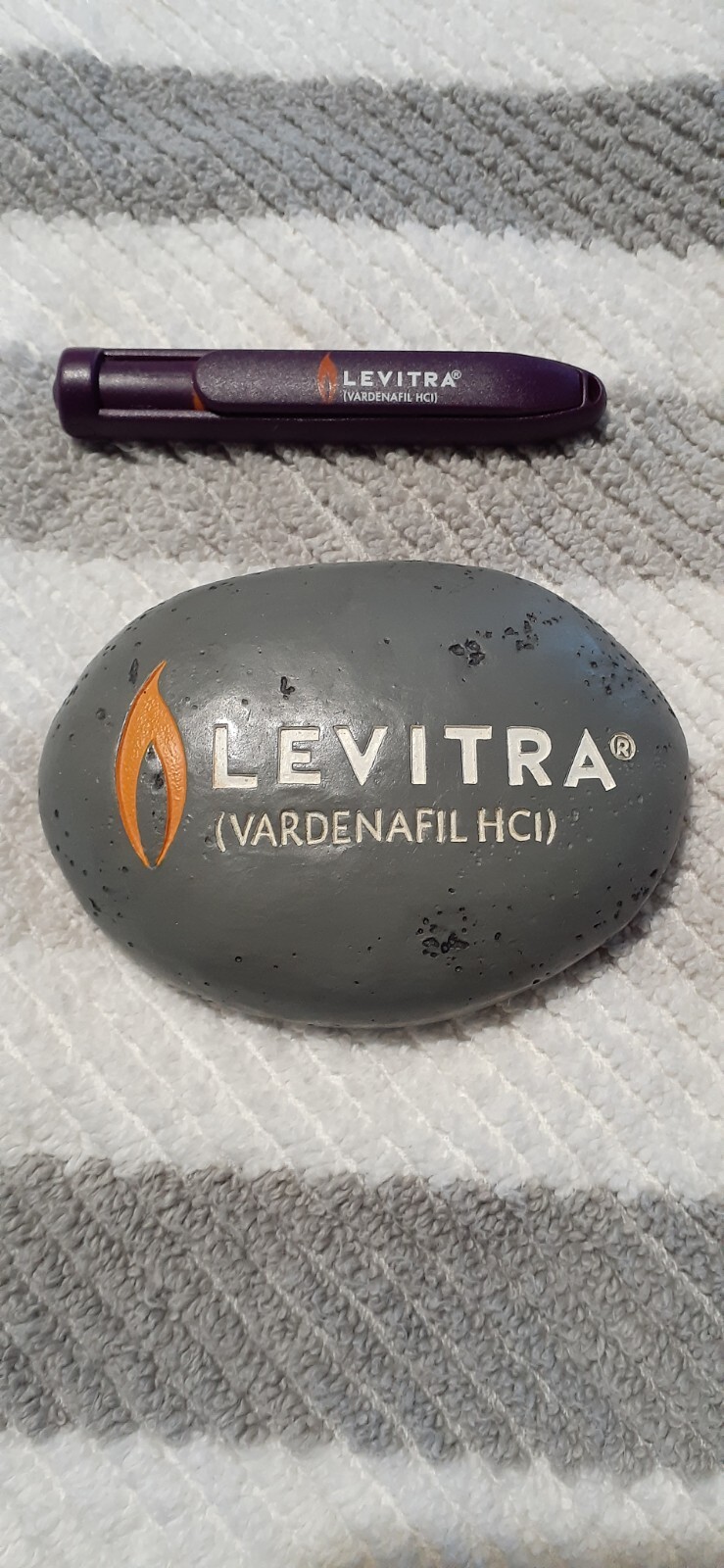LEVITRA plastic pop up (slow opening) Pen & “Rock Hard” Paperweight!