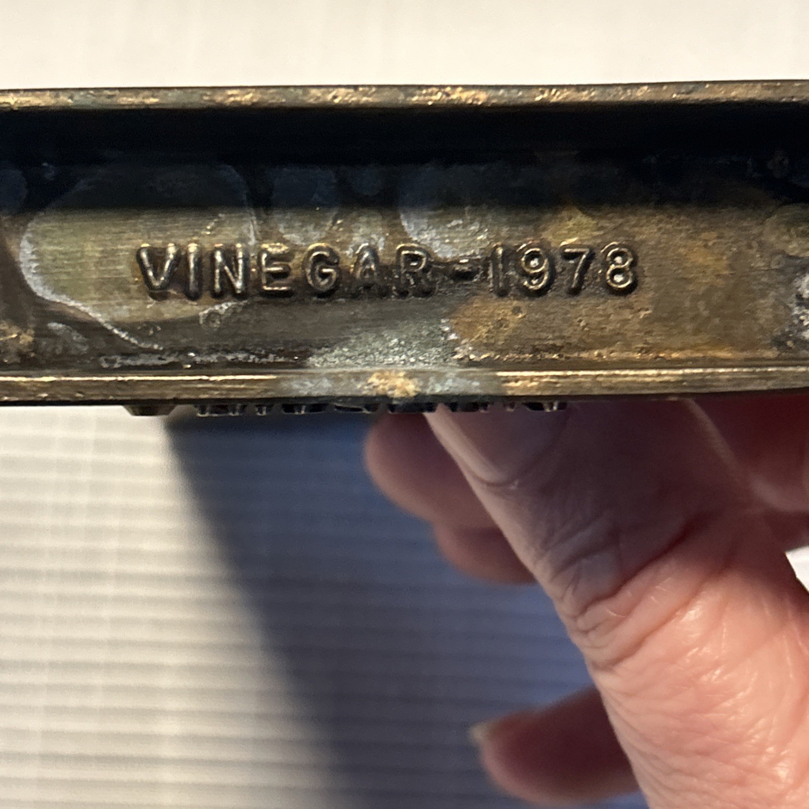 Vintage Brass Tinactin Secundum Artem Vinegar 1978 Desk paperweight Bookend
